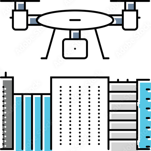 Drone Inspecting Modern Buildings