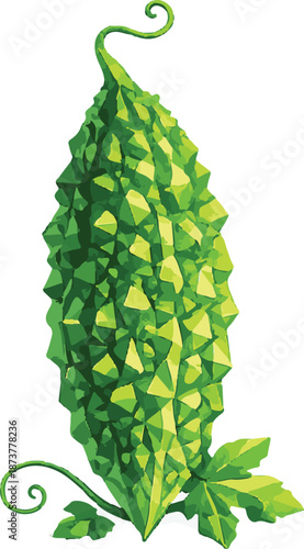 bitter melon with lowpoly art, eps 10 illustration