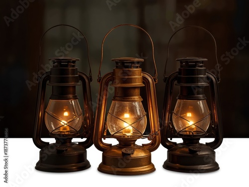 Wallpaper Mural Three vintage lanterns lit up Torontodigital.ca