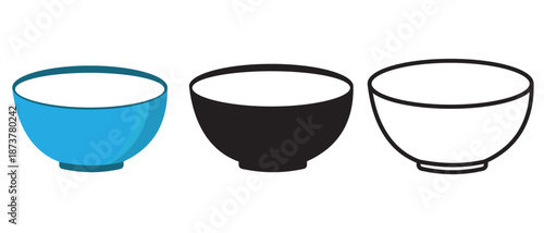 Soup bowl icon vector set. Silhouette of empty bowl. Bowl vector symbol. Vector illustration.
