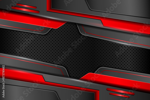 Modern 3d glossy silver metallic background overlap with shiny red line