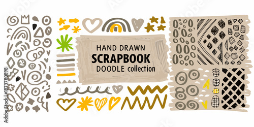 Hand drawn scrapbook doodles and elements collection a playful artistic design