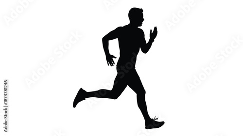 A dynamic runner in motion captured as a striking black silhouette