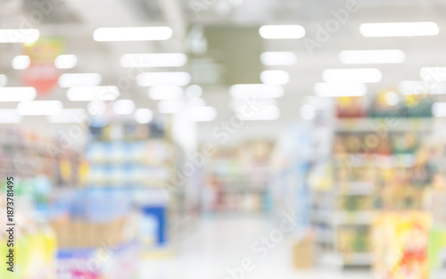 Wallpaper Mural Blurred supermarket interior with bright lights and soft focus shelves, conveying retail atmosphere and shopping environment Torontodigital.ca