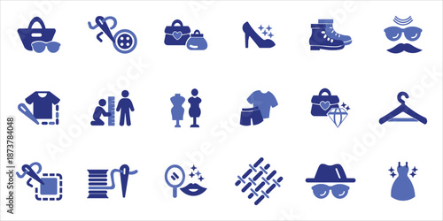 fashion icons set. fashion, accessories, tailor, style, beauty and more. simple colored vector illustration