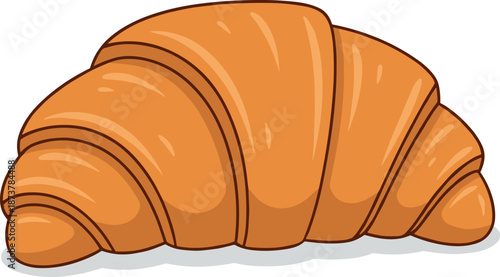 Fresh golden brown croissant bread vector illustration isolated on white background for bakery breakfast cafe menu and French pastry concept design element.