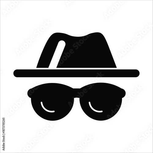 hat and glasses icons. simple solid vector illustration