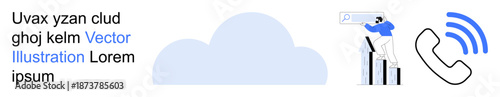 Telecommunications, cloud computing, customer service, remote work, communication technology, technical support. are a cloud, phone icon, and professional accessing data on a platform