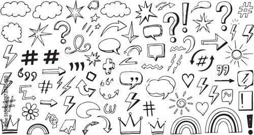 Collection of Hand Drawn Doodle Icons and Symbols 1.