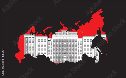 MOSCOW Facade of the State Duma, Parliament building of Russian Federation The inscription on the building "State Duma"Moscow, Russia