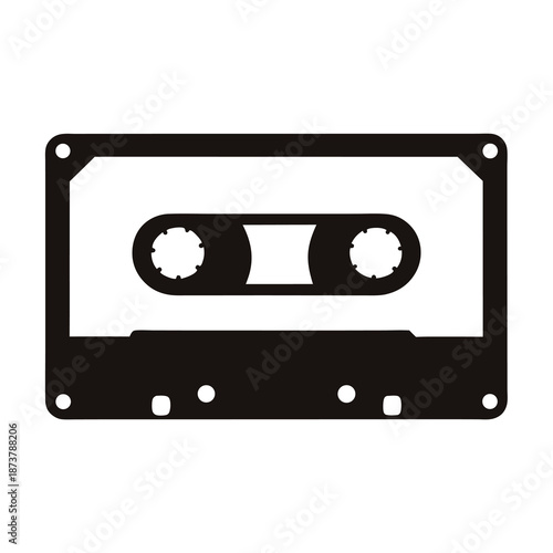 Silhouette of a vintage cassette tape, a classic analog audio recording device