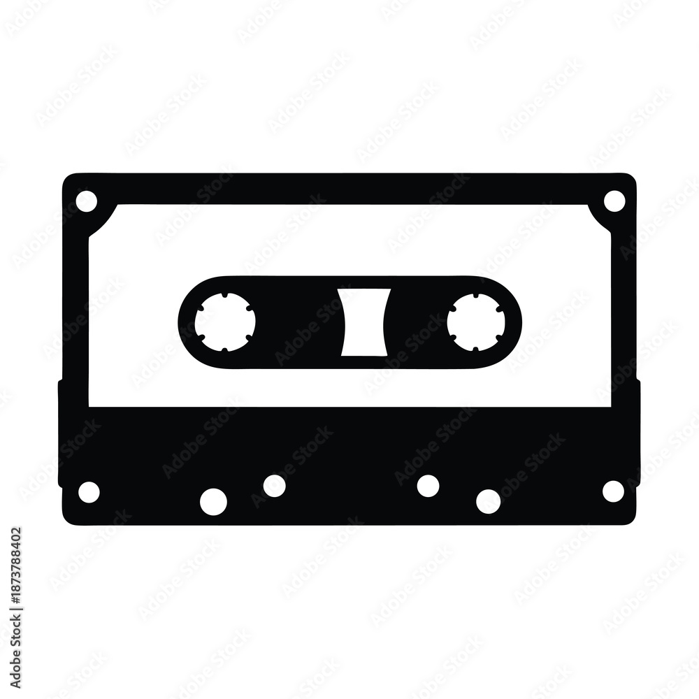 Obraz premium Retro cassette tape icon for vintage music and audio design