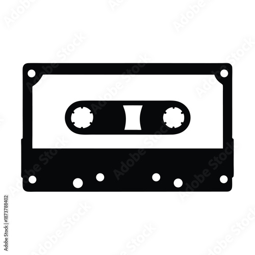 Retro cassette tape icon for vintage music and audio design