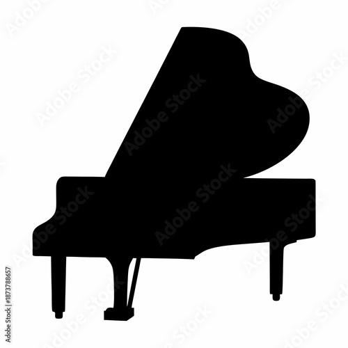 Striking Silhouette of a Grand Piano, a Musical Icon of Elegance
