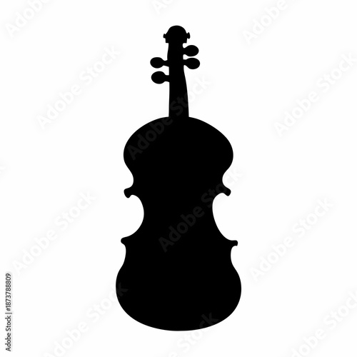 Silhouette of a stringed musical instrument against a white background