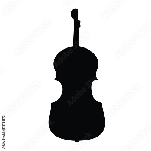 Silhouette of a Violin, Detailed Musical Instrument in Black and White