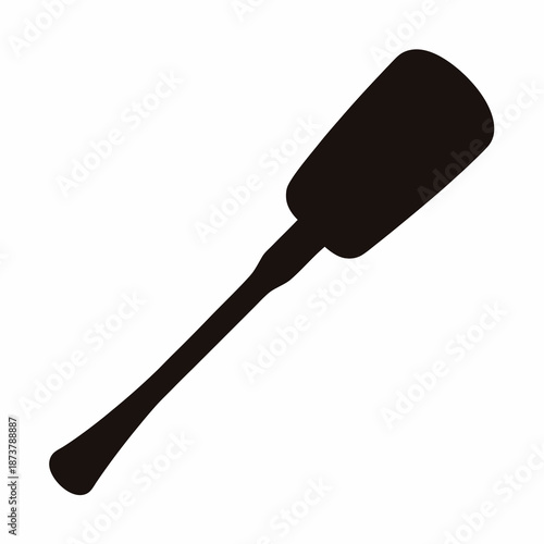 Black silhouette of a makeup spatula or cosmetic applicator on white background
