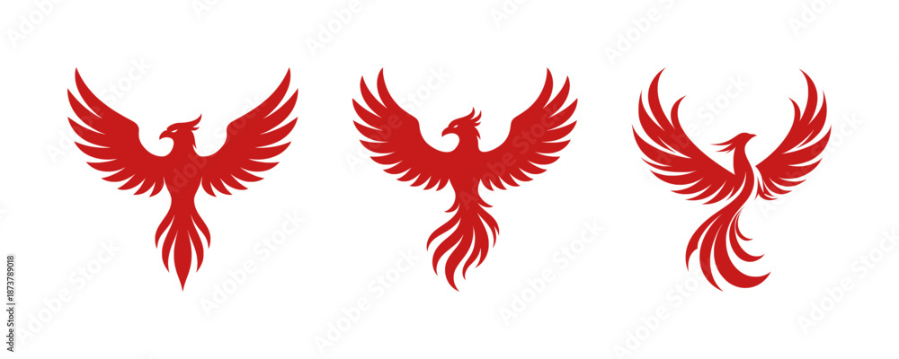 Fototapeta premium vector set silhouette logo of phoenix (artwork 1)