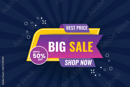Big sale offer banner design template , with up to 50 off, banner  promotion with the dark blue background