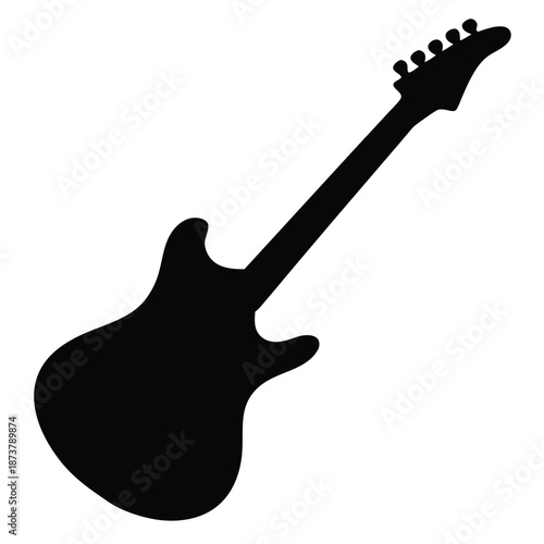 Silhouette of an electric guitar on a white background perfect image