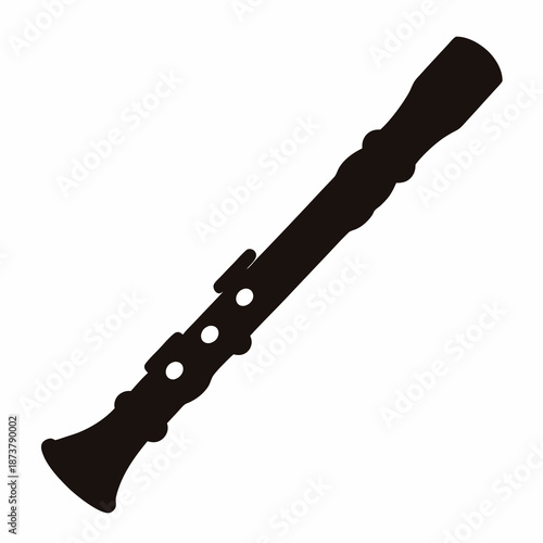 Black Silhouette of a Clarinet Isolated on a White Background