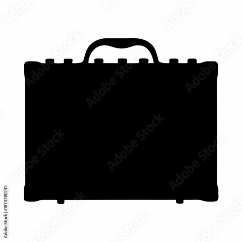 Silhouette of a classic briefcase with sturdy handle against white background
