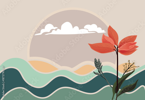 Flowers, gardens, and lanscapes. multicolored flowers and trees peaceful landscapes.