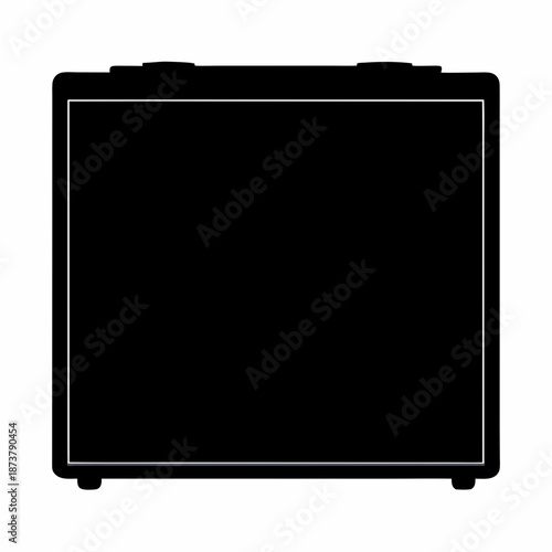 Black and white illustration of a vintage television set in silhouette