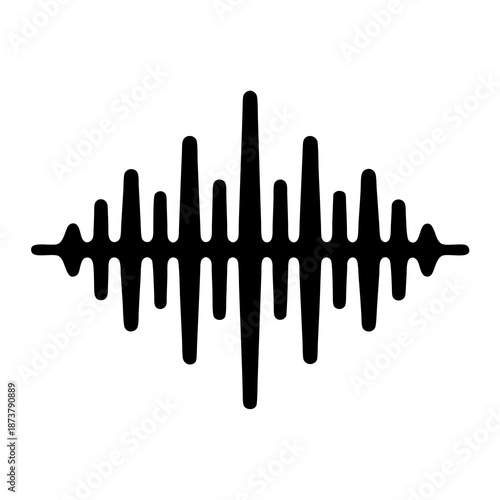Black seismic wave waveform on white background for audio concepts