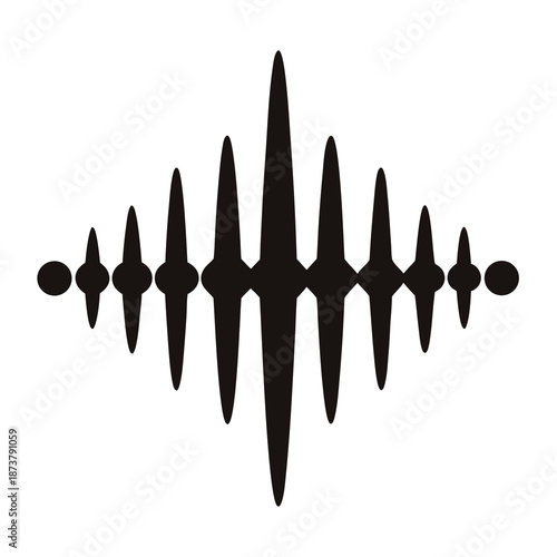 Symmetrical Soundwave Visualization with Varied Peaks on White Background for Graphic Design