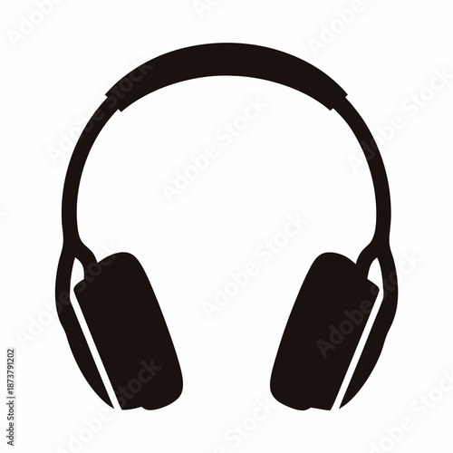 Silhouette of headphones for listening to music audio and enjoying songs