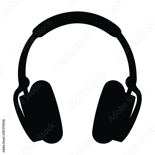 Black silhouette of wireless headphones with a padded headband for comfortable listening