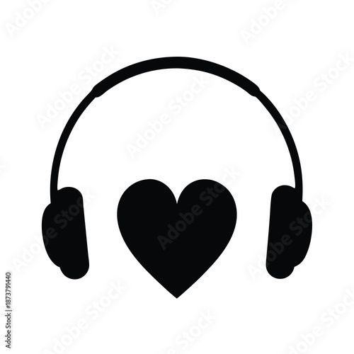 Heart shaped icon with headphones on a white background vector image