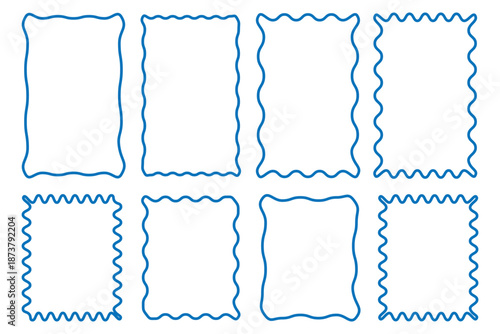 Zig zag Wavy frames set. Geometric Jagged Rectangular border collection. Abstract Zig zag frame. Zig zag Wavy Edge Rectangle Shapes Set. Vector Jagged Geometric Rectangular.