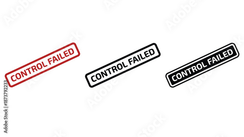 Three control failed stamps on a white background for quality control