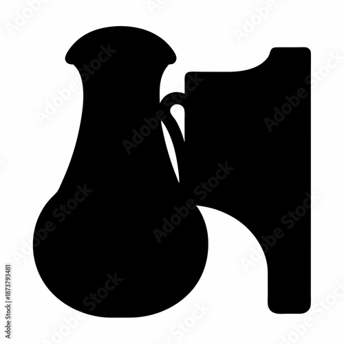 Monochrome illustration of a vintage coffee pot or Turkish coffee maker