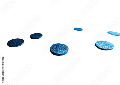 Shiny, blue dots scattered on a black background