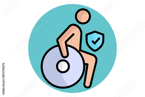 Disability insurance icon. colored outline icon style. icon related to benefit. insurance elements vector illustration