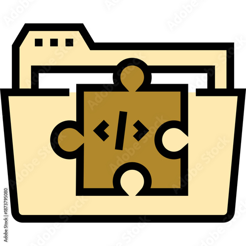 Folder and Puzzle Piece with Code Symbol