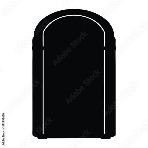 Simple arched monument gravestone silhouette in black and white design style
