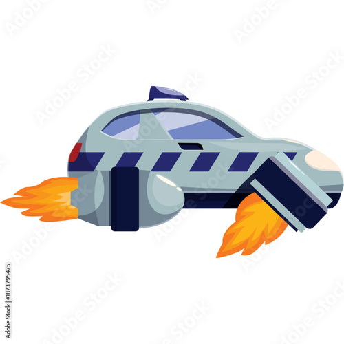 Futuristic Police Car with Jet Thrusters