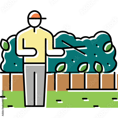 Gardener Trimming Bushes Icon