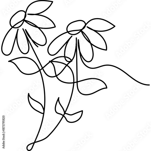 Flat Flower Line Art