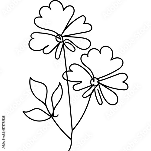 Flat Flower Line Art