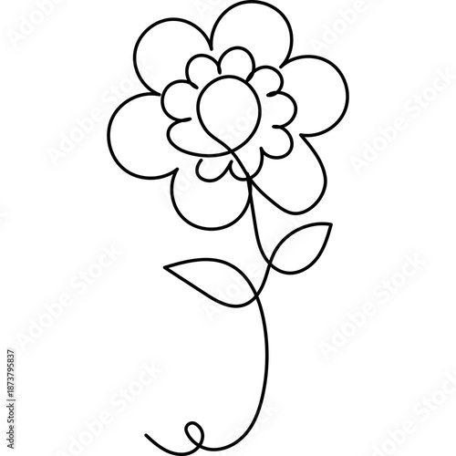 Flat Flower Line Art