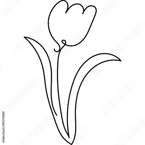 Flat Flower Line Art