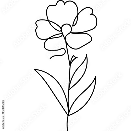Flat Flower Line Art