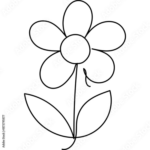 Flat Flower Line Art
