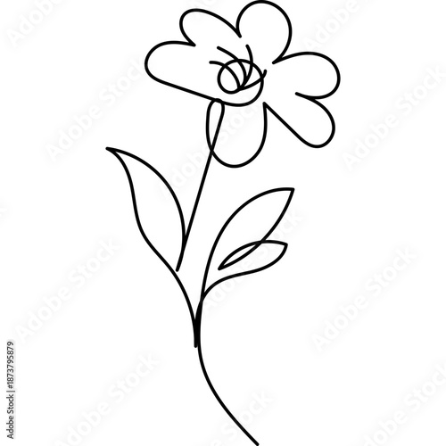 Flat Flower Line Art