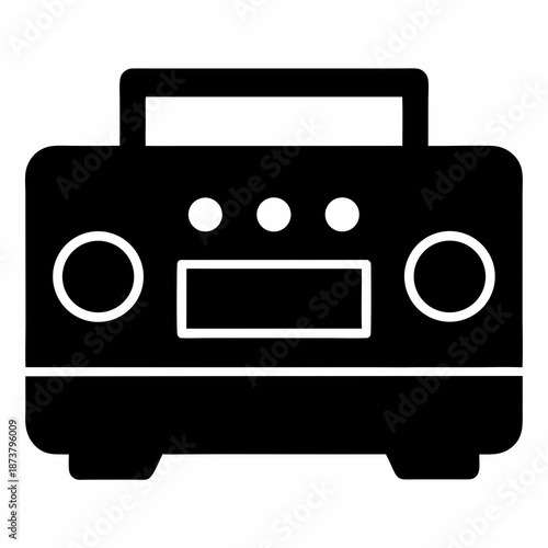 Retro Boombox Silhouette Design Symbolizing Vintage Portable Audio Equipment for Music Listening